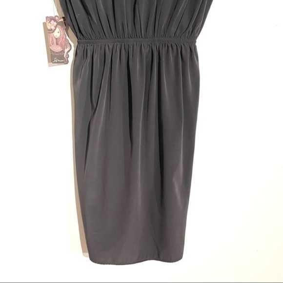 NWT Soprano Nordstrom Evening Dress V-neck Small Gray/ Green Silk Mini Dress - Picture 6 of 13